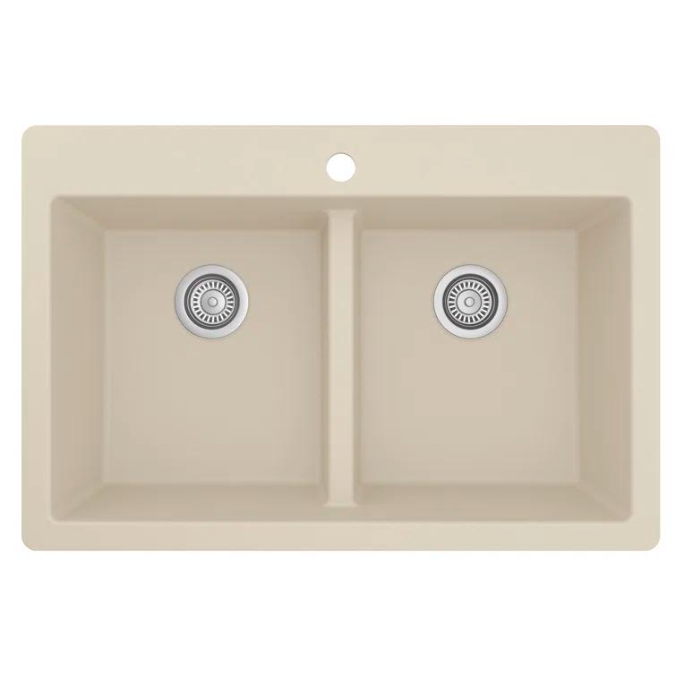 Karran Quartz 33'' X 22'' 50/50 Double Bowl Composite Drop-in Kitchen Sink