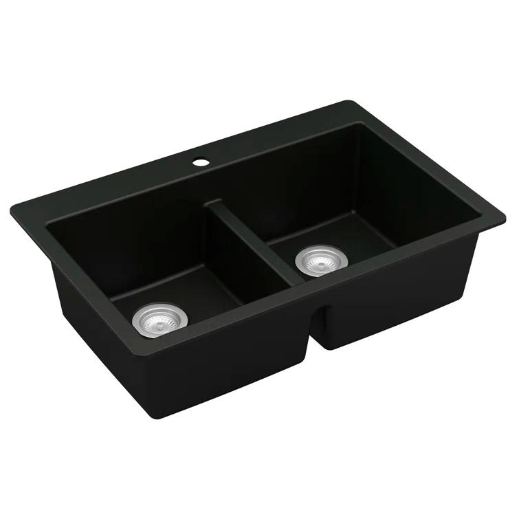 Karran Quartz 33'' X 22'' 50/50 Double Bowl Composite Drop-in Kitchen Sink
