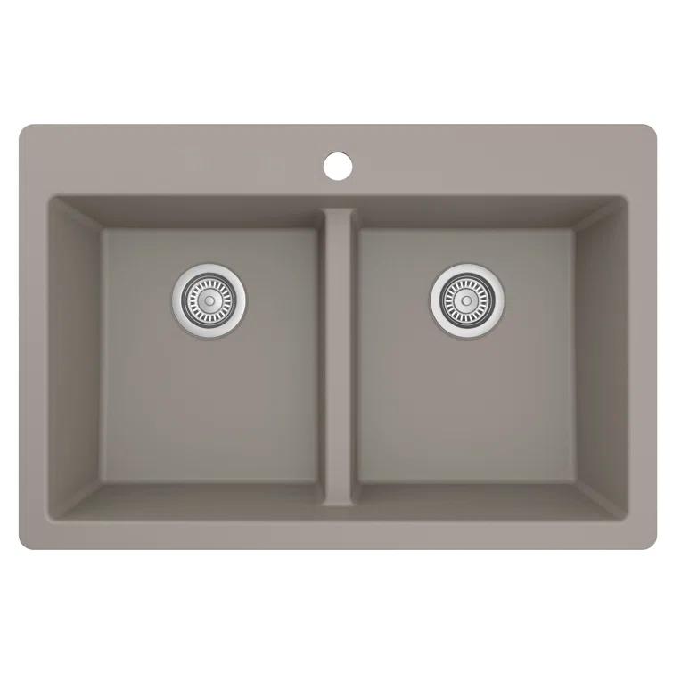 Karran Quartz 33'' X 22'' 50/50 Double Bowl Composite Drop-in Kitchen Sink