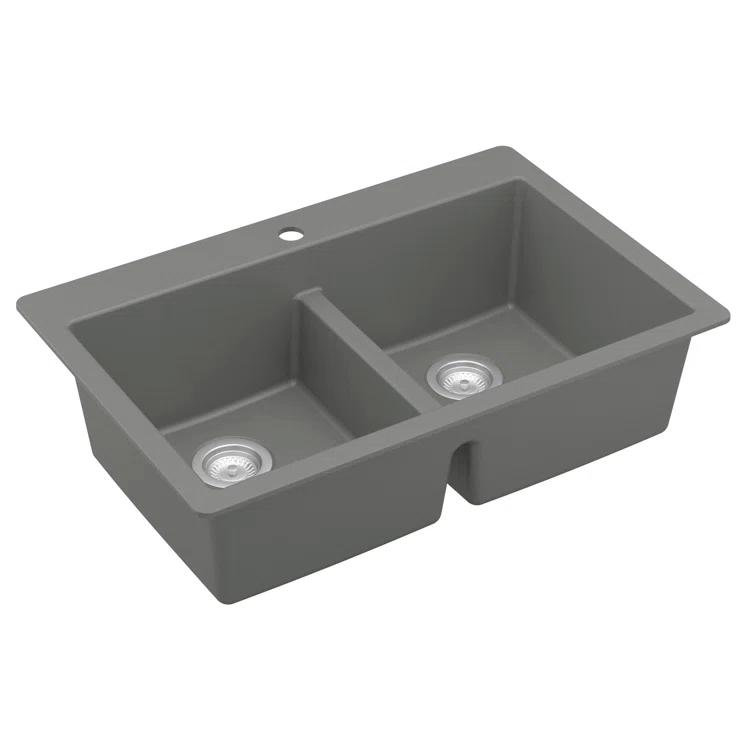 Karran Quartz 33'' X 22'' 50/50 Double Bowl Composite Drop-in Kitchen Sink
