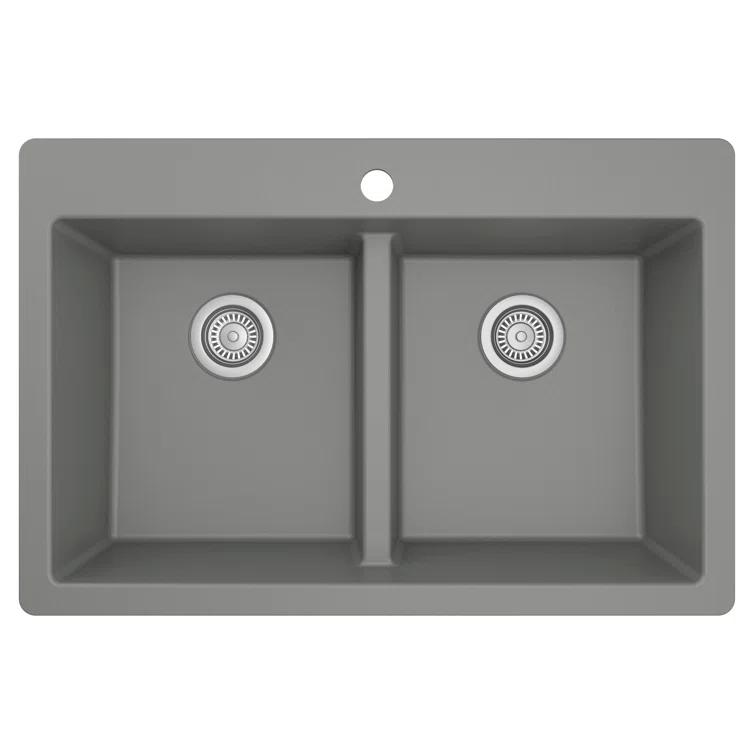 Karran Quartz 33'' X 22'' 50/50 Double Bowl Composite Drop-in Kitchen Sink