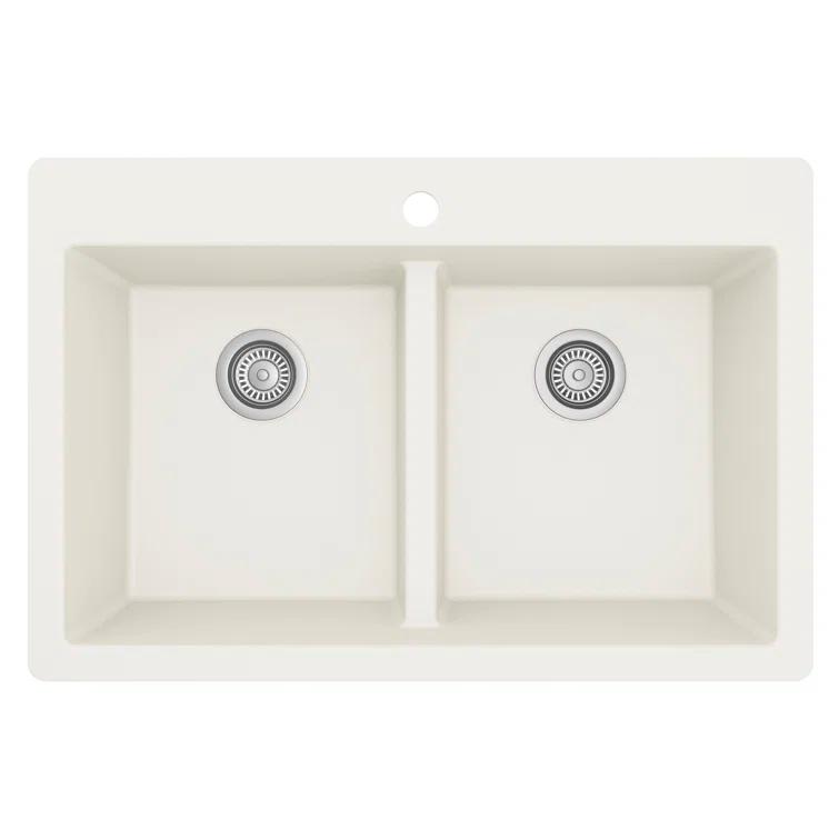 Karran Quartz 33'' X 22'' 50/50 Double Bowl Composite Drop-in Kitchen Sink
