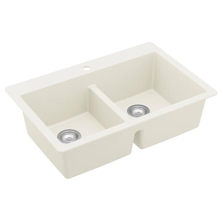 Karran Quartz 33'' X 22'' 50/50 Double Bowl Composite Drop-in Kitchen Sink