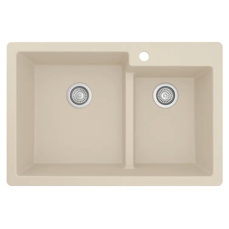 Karran Quartz 33'' X 22'' 60/40 Double Bowl Drop-in Kitchen Sink