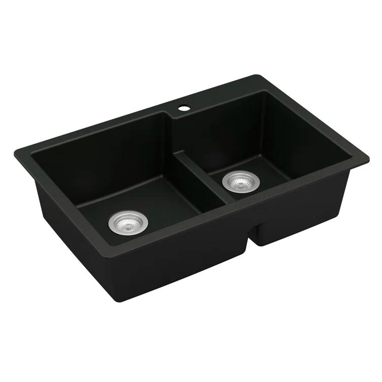 Karran Quartz 33'' X 22'' 60/40 Double Bowl Drop-in Kitchen Sink