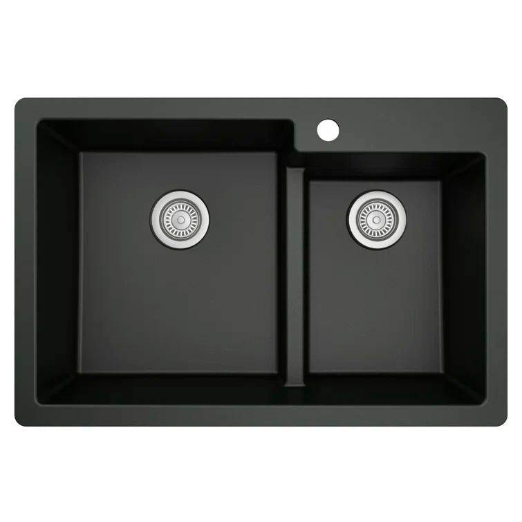 Karran Quartz 33'' X 22'' 60/40 Double Bowl Drop-in Kitchen Sink