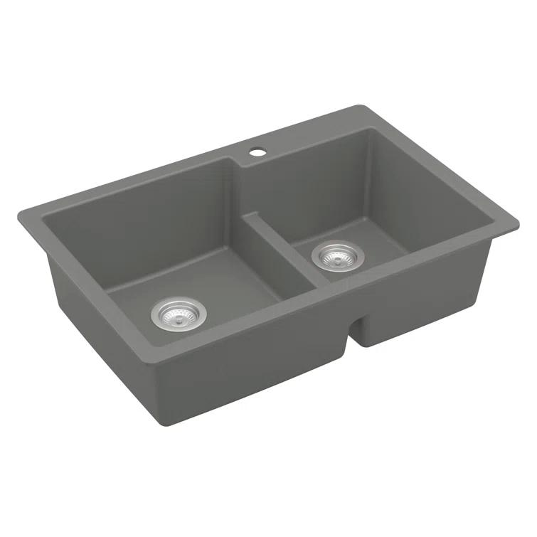 Karran Quartz 33'' X 22'' 60/40 Double Bowl Drop-in Kitchen Sink