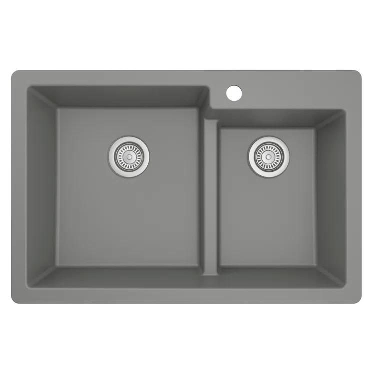 Karran Quartz 33'' X 22'' 60/40 Double Bowl Drop-in Kitchen Sink