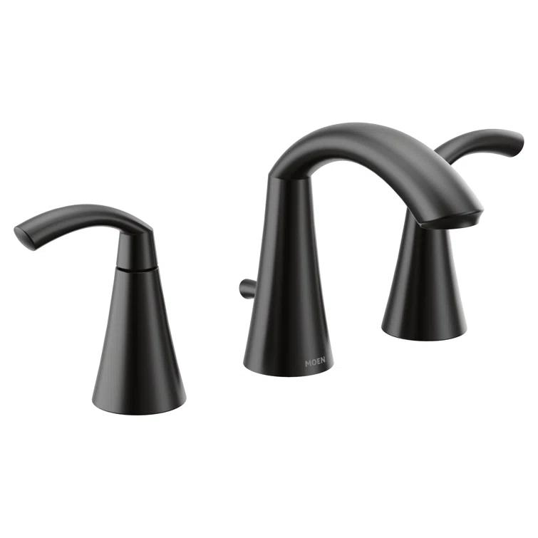 Moen Glyde Widespread Bathroom Faucet with Drain Assembly T6173BL