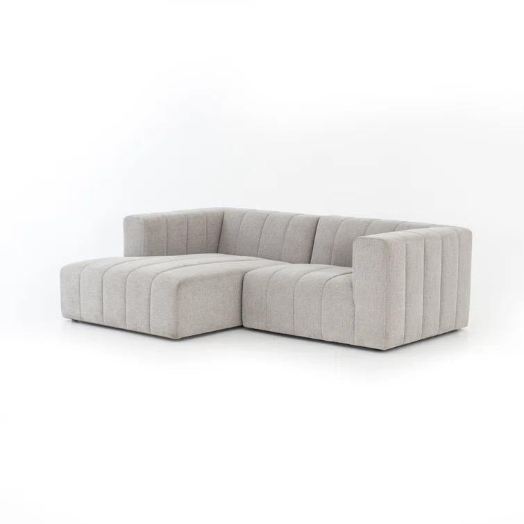 Langham Tufted Napa Sandstone Fabric Sectional with Ottoman