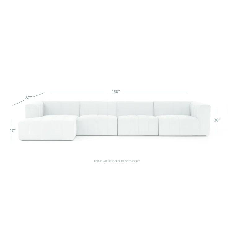 Napa Sandstone Tufted Fabric 4-Piece Sectional with Ottoman