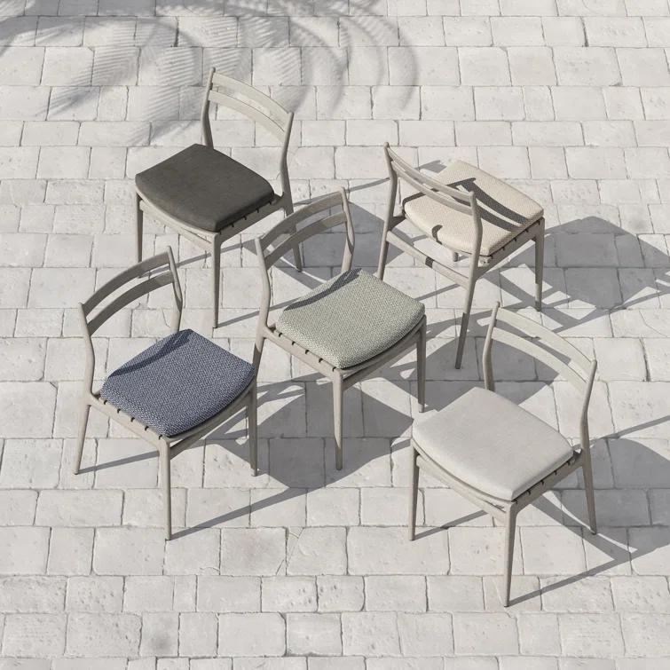 Contemporary Charcoal Teak Side Chair with UV-Resistant Cushion