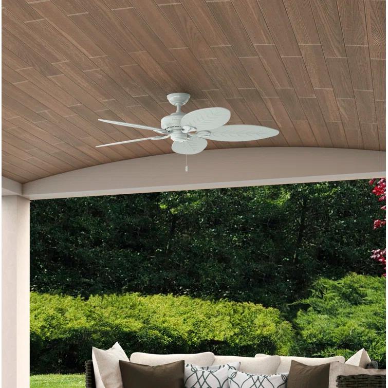 54" Bayview 5 - Blade Outdoor Tropical Leaf Ceiling Fan with Pull Chain