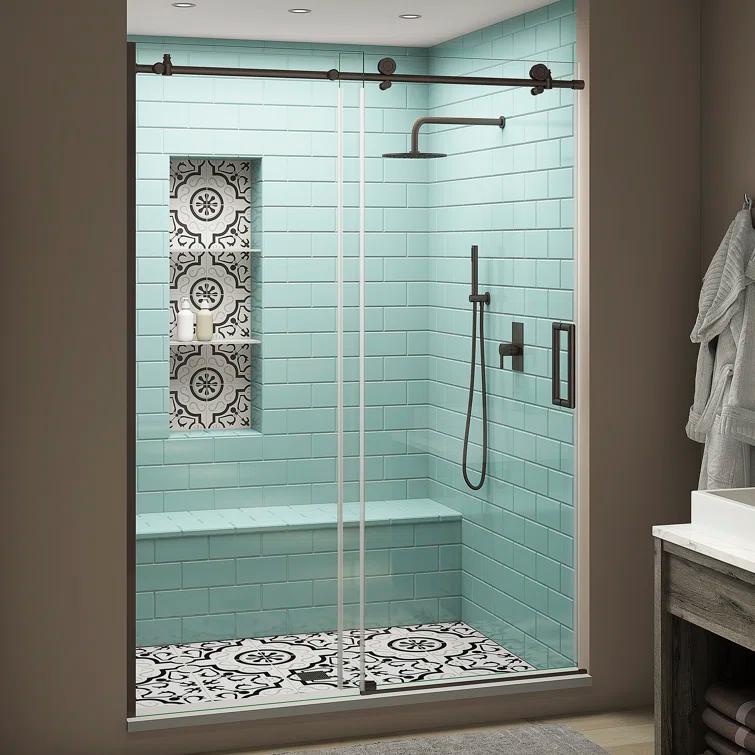 Coraline XL 48" W x 80" H Single Sliding Frameless Shower Door