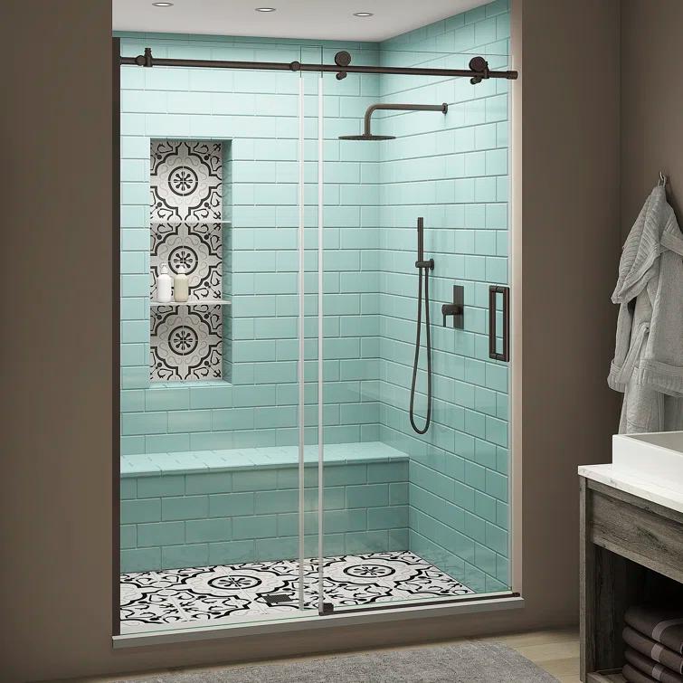 Coraline XL 56" W x 80" H Single Sliding Frameless Shower Door