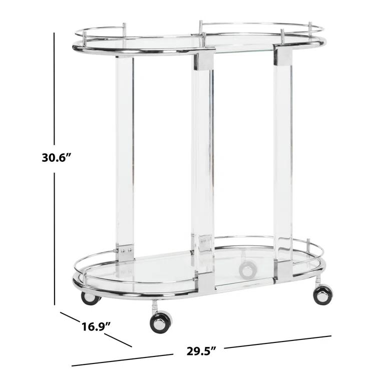 Lennon Acrylic Bar Trolley - Chrome - Safavieh