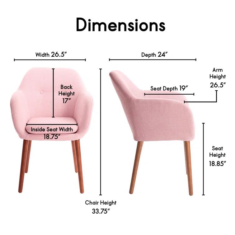 Elle Decor Adore Decor Roux Mid-Century Accent Chair for Home Office or Living Room