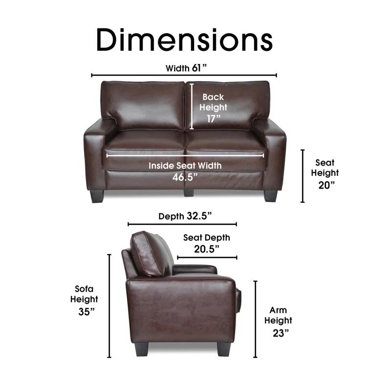 Serta Palisades Upholstered Tool-Free Assembly Straight Arm 61" Sofa for Living Room