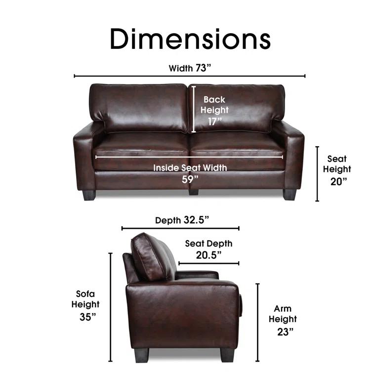 Serta Palisades Upholstered Tool-Free Assembly Square Arm 73" Sofa