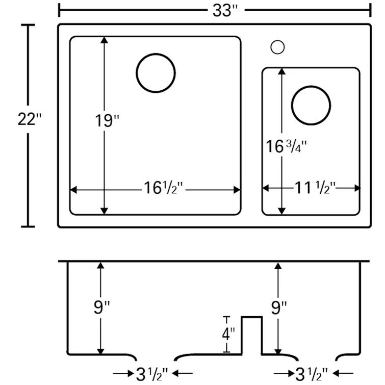Karran Quartz 33'' X 22'' 60/40 Double Bowl Drop-in Kitchen Sink