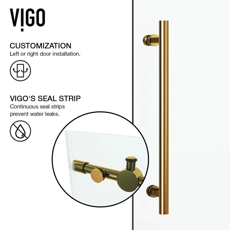 Elan 56-60" W x 74" H Sliding Frameless Shower Door with 3/8" Clear Glass