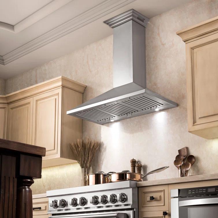 ZLINE 48 in. ZLINE CrownSound™Ducted Vent Wall Mount Range Hood in Stainless Steel W/ Bluetooth Speakers (KL2CRN-BT-48)