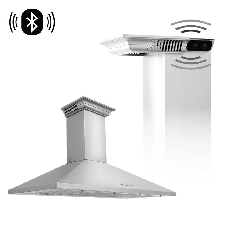 ZLINE 48 in. ZLINE CrownSound™Ducted Vent Wall Mount Range Hood in Stainless Steel W/ Bluetooth Speakers (KL2CRN-BT-48)