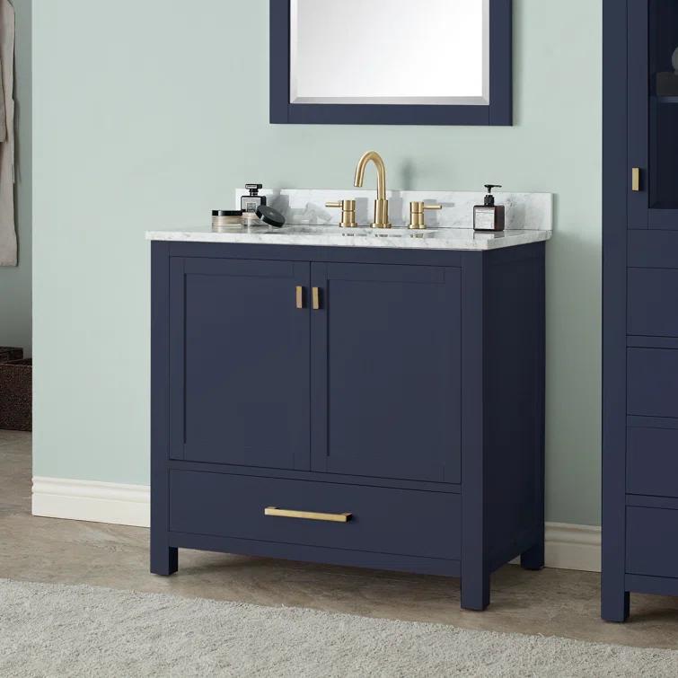 Modero 36'' Navy Blue Solid Wood Freestanding Vanity Base