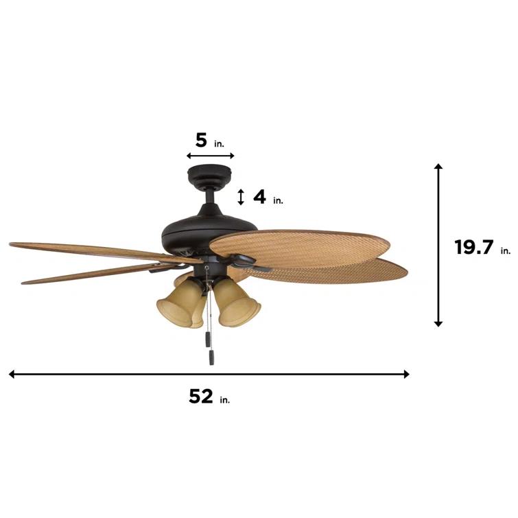 52" Palm Valley Tropical 5 Blade LED Ceiling Fan