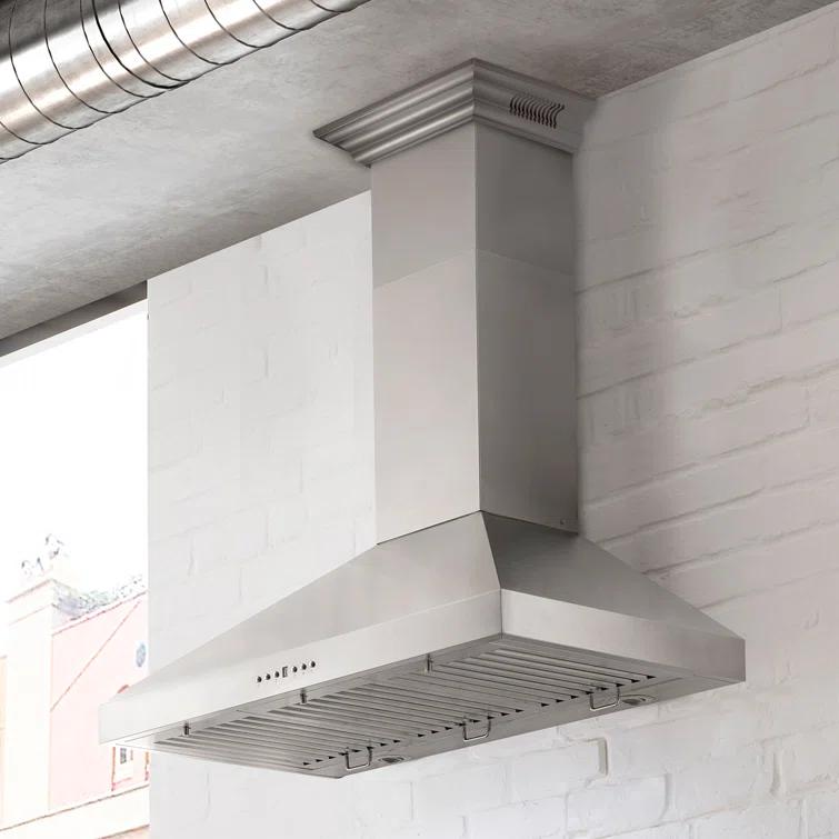 ZLINE 42 in. ZLINE CrownSound™Ducted Vent Wall Mount Range Hood in Stainless Steel W/ Bluetooth Speakers (KL3CRN-BT-42) KL3CRN-BT-42