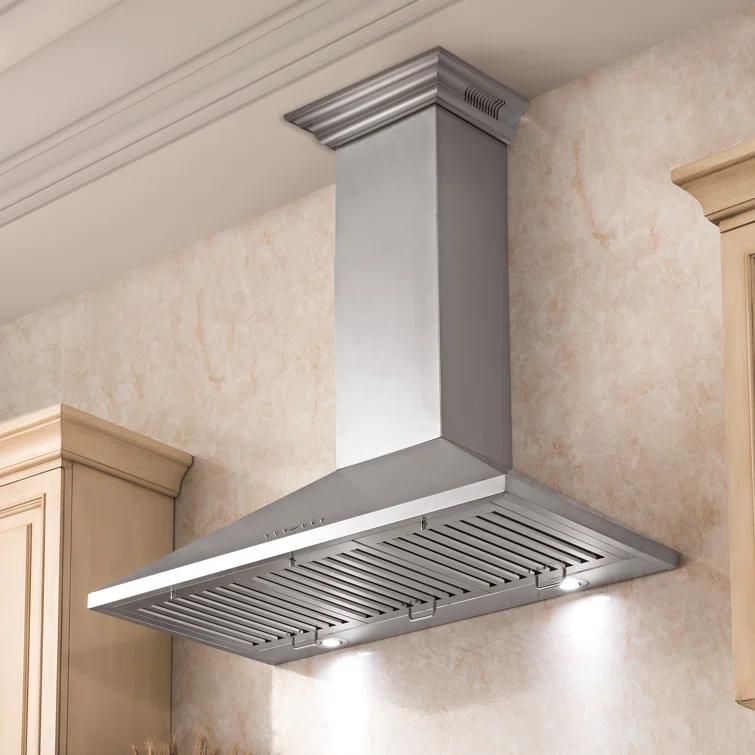 ZLINE 48 in. ZLINE CrownSound™Ducted Vent Wall Mount Range Hood in Stainless Steel W/ Bluetooth Speakers (KL2CRN-BT-48)