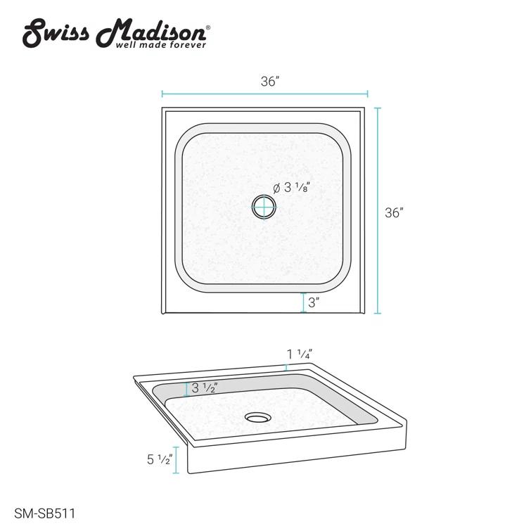 Voltaire 48" x 36" Single-Threshold, Shower Base