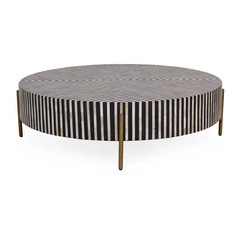 Modern 48" Black and White Metal Round Coffee Table