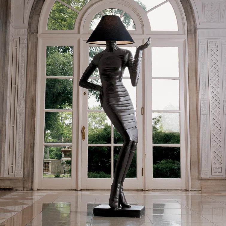 Design Toscano Mademoiselle 76'' Black Traditional Floor Lamp