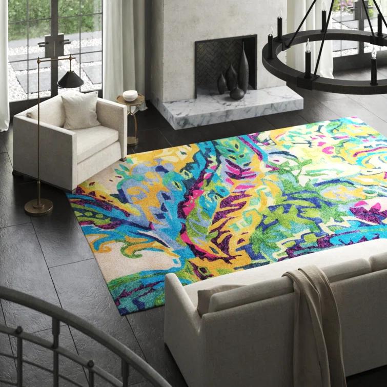Galleria Floral Handmade Tufted Wool Blue/Green/Yellow Area Rug