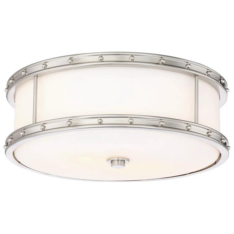Minka Lavery Modern Ceiling Light Flush Mount Fixture 15 1/2" Brushed Nickel Dimmable LED Etched Opal Glass Shade for Bedroom Home