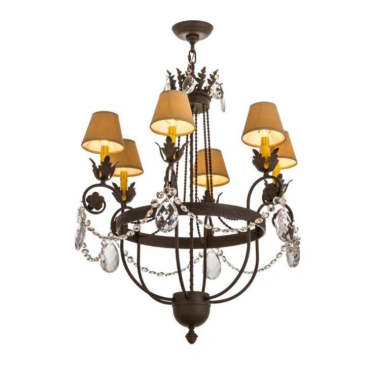Chestnut 6-Light Chandelier with Crystal Accents