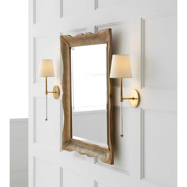Hand-Rubbed Antique Brass and Fabric Wall Sconce