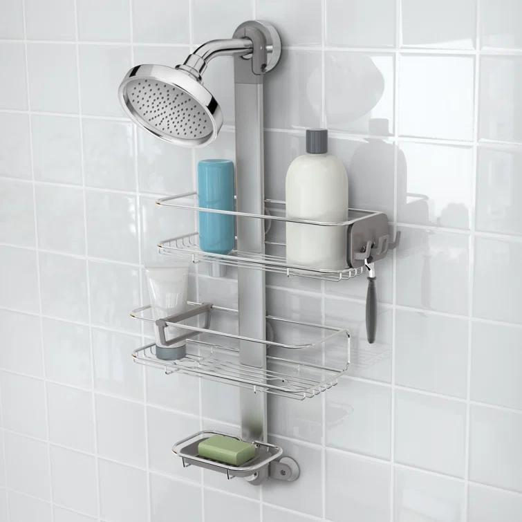 Simplehuman Medium Adjustable Shower Caddy, Stainless Steel/Anodized Aluminum Rust-Proof Frame