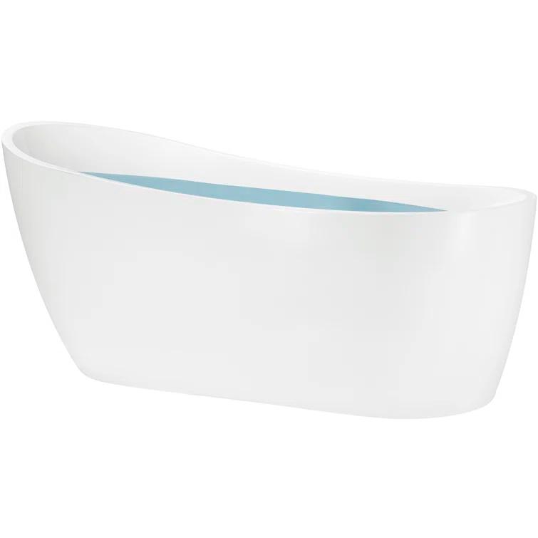 59" x 28" Freestanding Soaking Fiberglass Bathtub