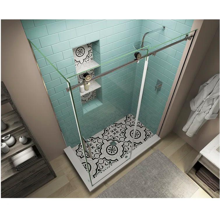 Coraline XL 44" - 48" W x 36" D x 80" H Frameless Rectangle Sliding Shower Enclosure