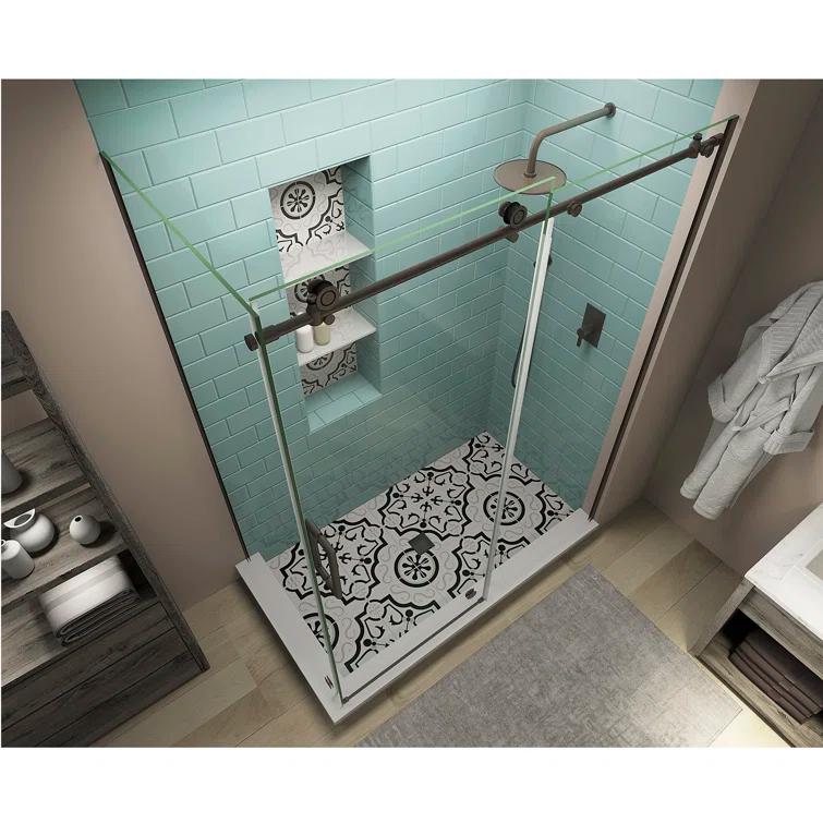 Aston Coraline XL 60" - 64" W x 38" D x 80" H Frameless Rectangle Sliding Shower Enclosure SEN984EZ.UC-NBR-643880-L