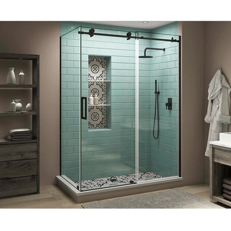 Coraline XL 44" - 48" W x 36" D x 80" H Frameless Rectangle Sliding Shower Enclosure