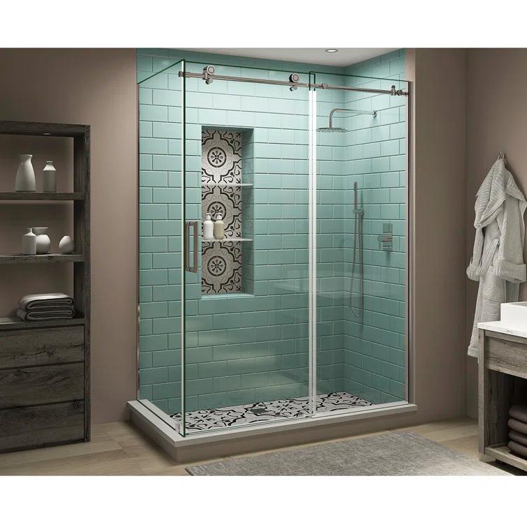 Coraline XL 44" - 48" W x 36" D x 80" H Frameless Rectangle Sliding Shower Enclosure