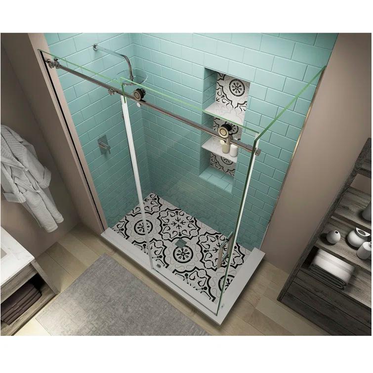 Coraline XL 44" - 48" W x 36" D x 80" H Frameless Rectangle Sliding Shower Enclosure