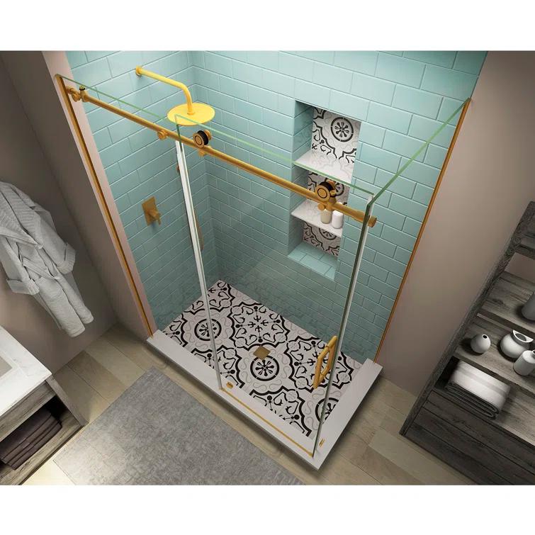 Aston SEN984EZ.UC-BG-483880-R Coraline XL 44" - 48" W x 38" D x 80" H Frameless Rectangle Sliding Shower Enclosure