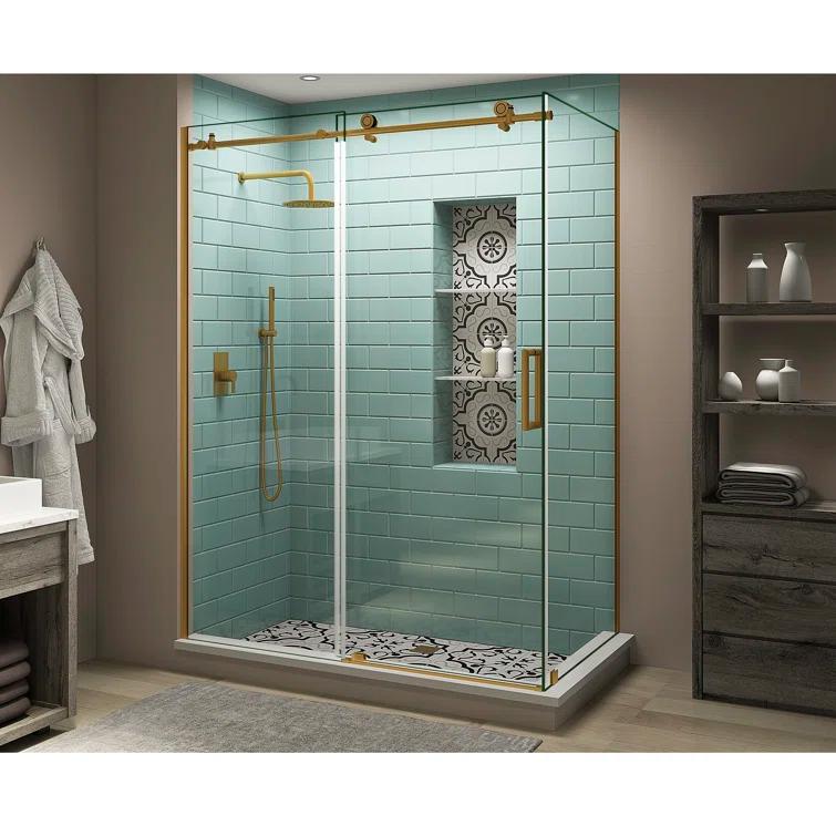 Aston SEN984EZ.UC-BG-483880-R Coraline XL 44" - 48" W x 38" D x 80" H Frameless Rectangle Sliding Shower Enclosure