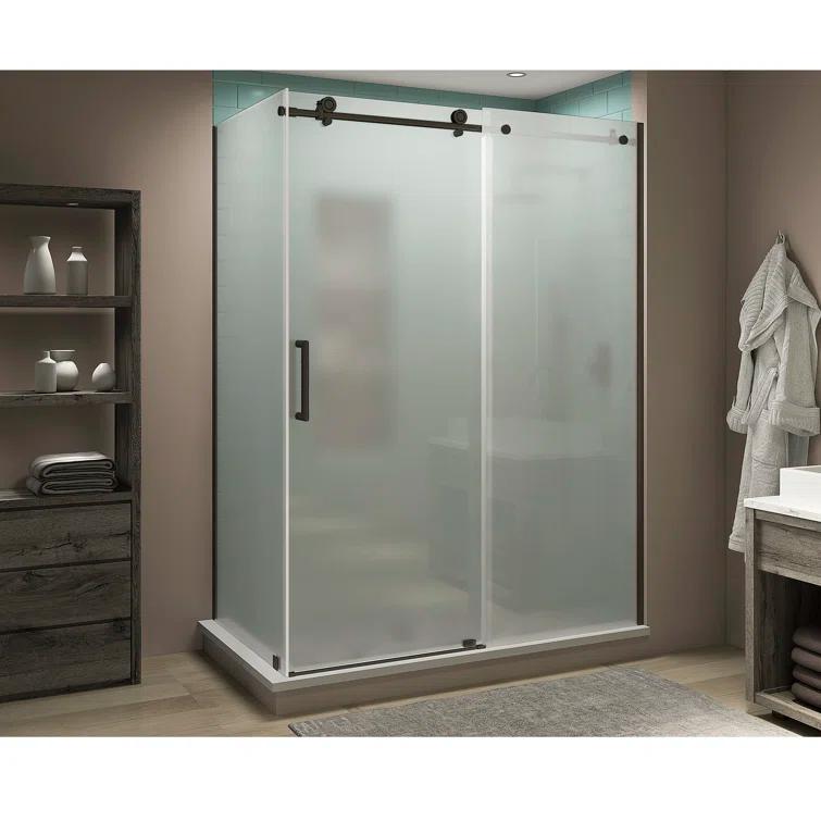 Aston Coraline XL 68" - 72" W x 32" D x 80" H Frameless Rectangle Sliding Shower Enclosure, Frosted Glass SEN984FRUW.UC-NBR-723280