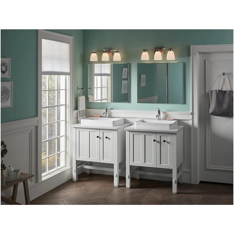 CLC Aluminum Two-Door Medicine Cabinet With Mirrored Doors, Beveled Edges