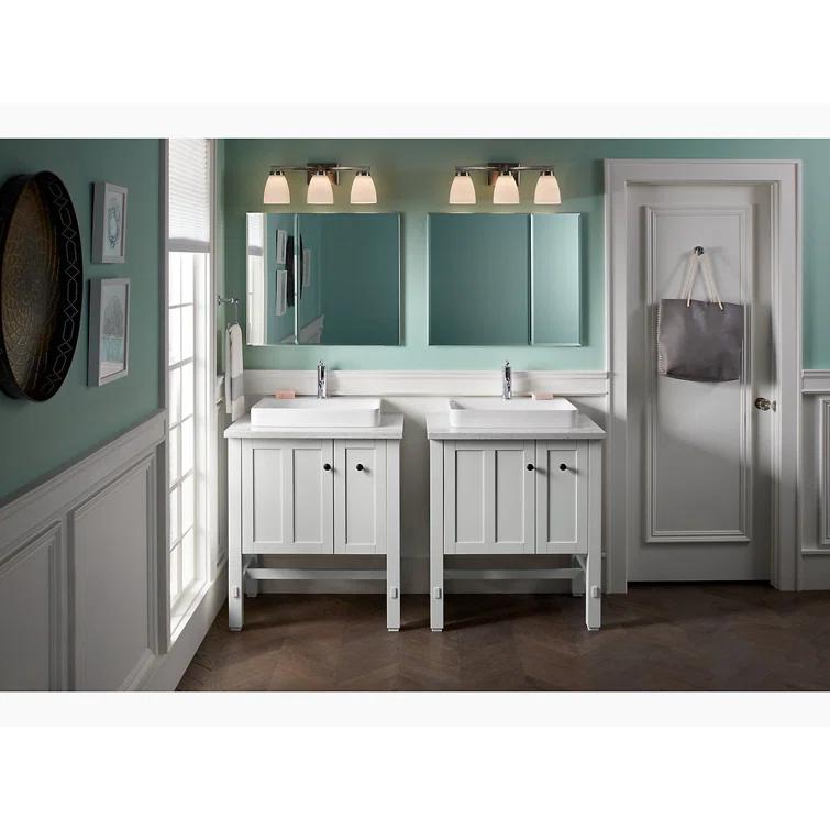 CLC Aluminum Two-Door Medicine Cabinet With Mirrored Doors, Beveled Edges